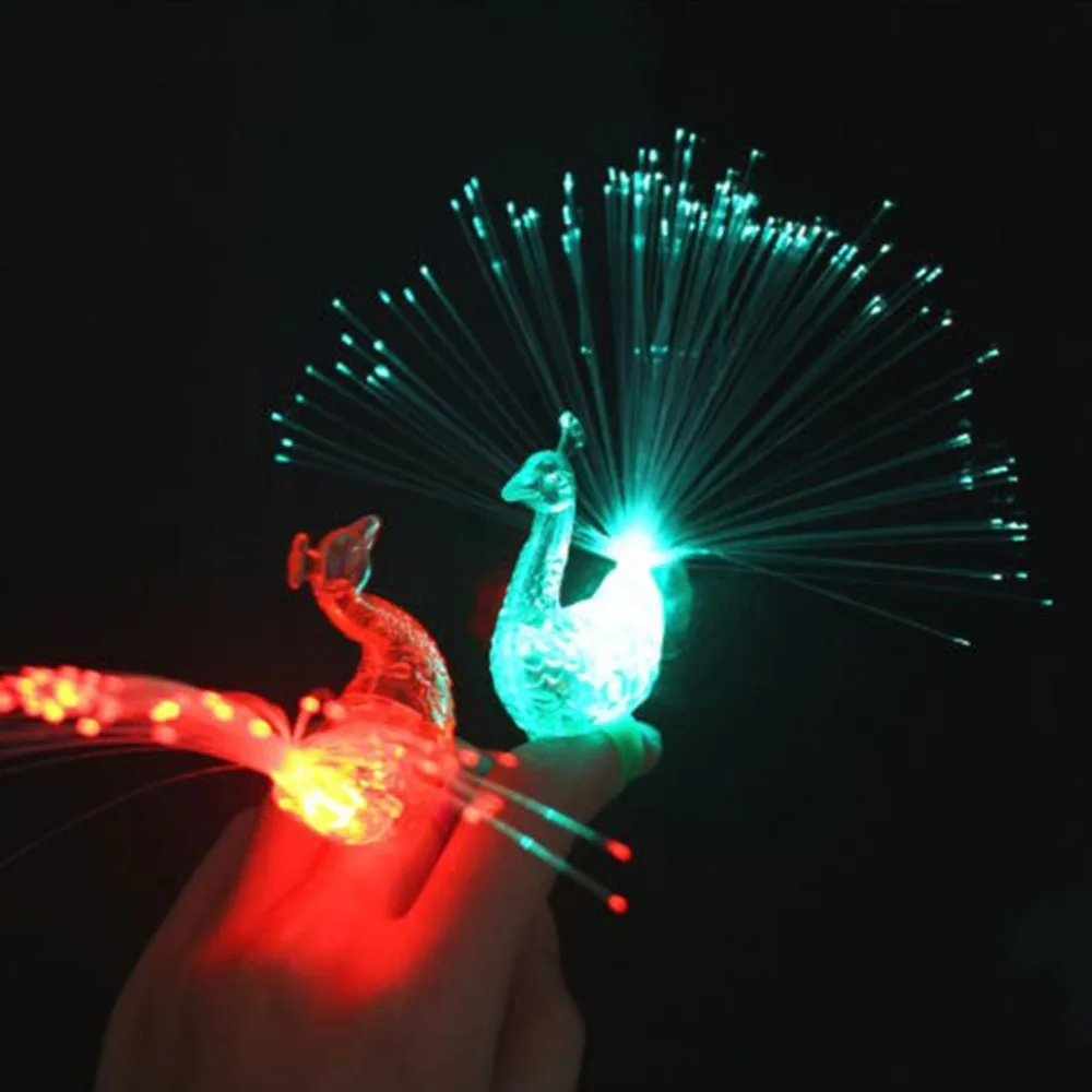 Buy 4 Free 1 Peacock Finger Light Colorful LED Light-up Rings Party Gadgets Kids Intelligent Toy for Brain Development DS29