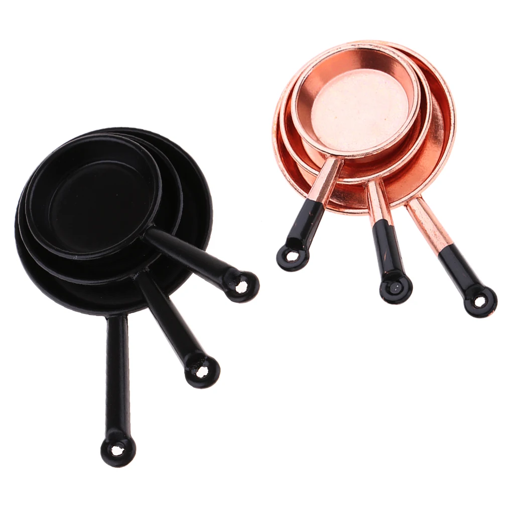 1:12 Doll House Cookware Alloy Frying Pan Pots Set, Kitchen Realistic Model Decorations 6 PCS