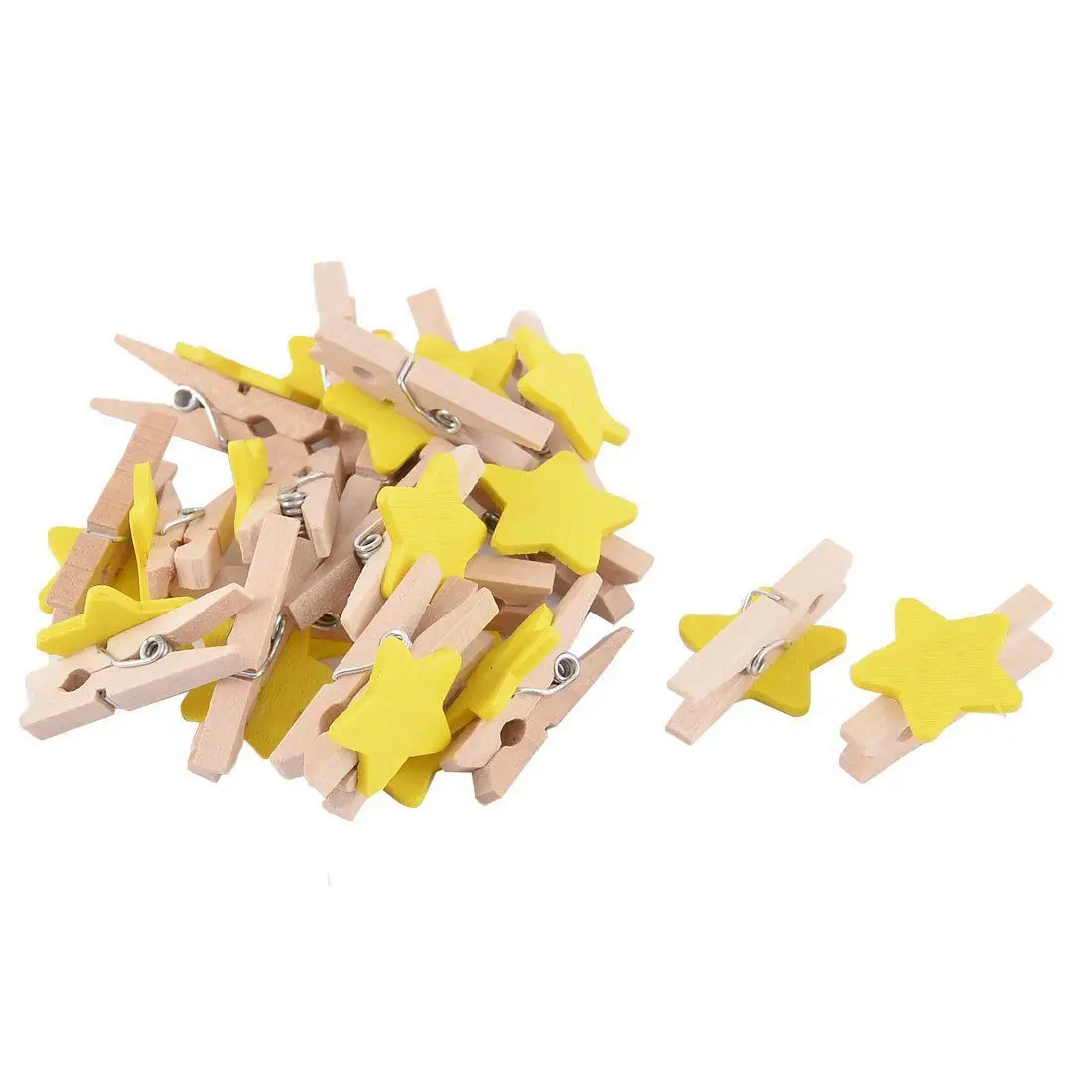 

Star Pattern Card Photo Paper Spring Peg Mini Wooden Clip 20pcs Yellow