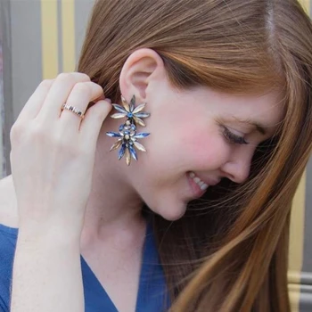 JURAN Big Crystal Star Statement dangle Earrings For Women Fahion Wedding Party Jewelry Vintage drop earrings oorbellen