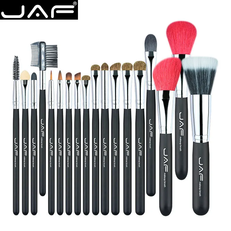 Skup JAF 18 sztuk makijaż zestaw pędzli naturalne Super miękkie czerwone kozie włosy i kucyk włosia końskiego Studio na kosmetyki do makijażu dla wizażysty szczotki J1813AY B