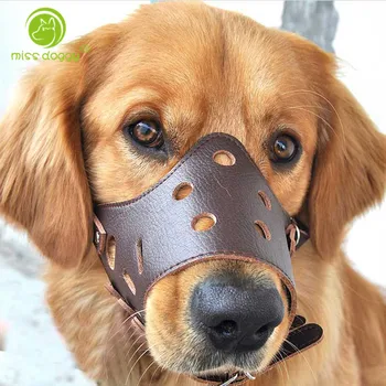 

Secure PitBull Dog Muzzle for Small Large Breeds Leather Mask Basket Design XS-XXL Anti-biting Adjusting Straps Terrier Amstaff