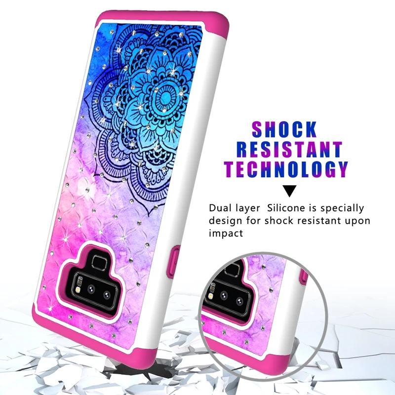Чехол для Galaxy S10 S10e примечание 9 S9 S8 (J3 J7) 2018 2 в 1 Diamond Жесткий ПК + ТПУ ударопрочный