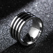 Vintage de alta calidad de 10MM de plata anillo de titanio color negro para los hombres y las mujeres anillo personalizado, personalizar anillo grabado