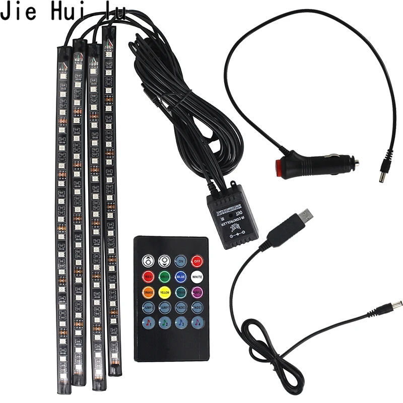 Автомобильная RGB Светодиодная лента 5050 SMD неоновая полоса для интерьера