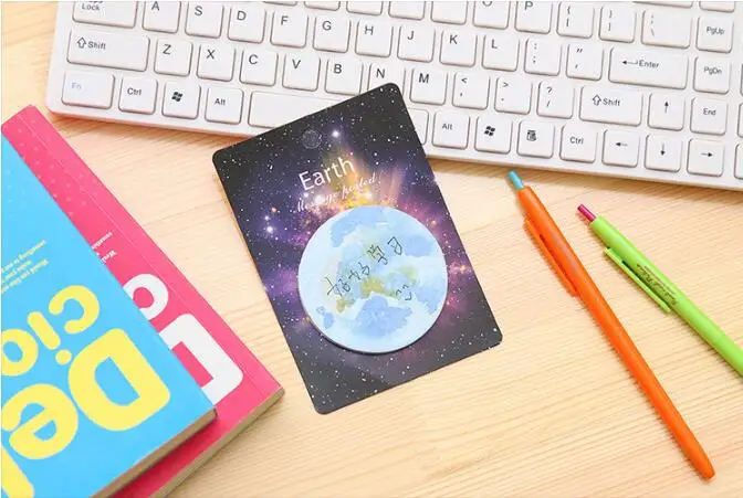 Цвет N раз Sticky Notes Creative Sci-Fi Planet Sticky Notes земля Луна Звезда круглые Ноты школа Канцелярские Принадлежности для студентов