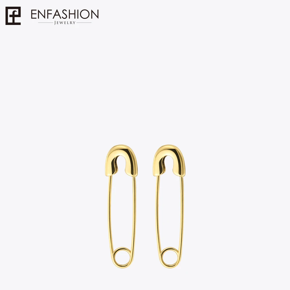 Fashion Safety Pin Long Earrings Rose Gold color Earings Stainless