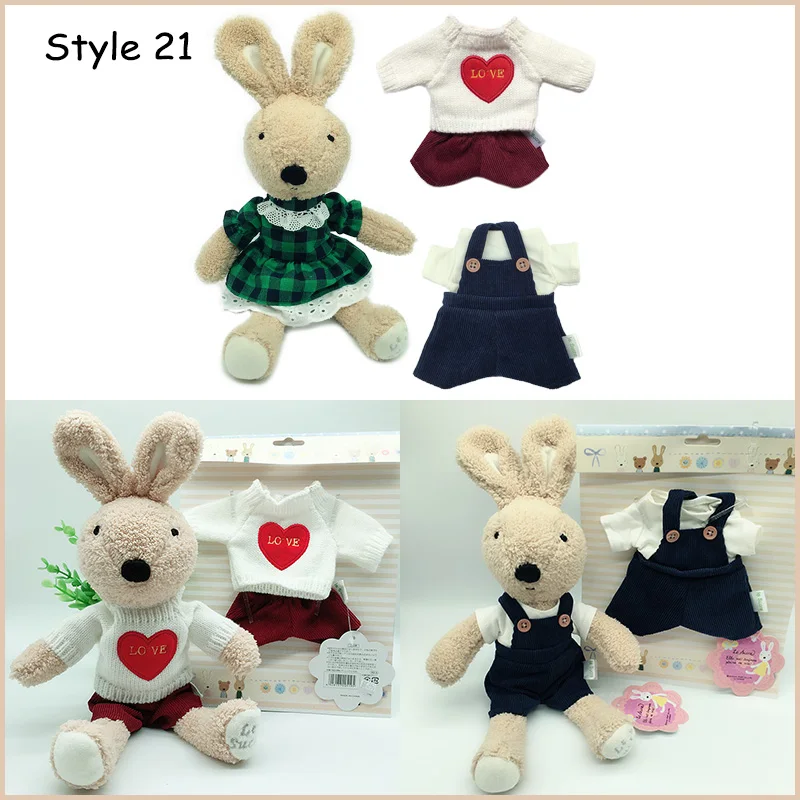 Coelho de Pelúcia Bonecas com Roupas Bicho de Pelúcia Macios para Crianças Presentes para o para o Ano Kawaii Coelho Mudança Brinquedos Meninas Crianças Brinquedos Ano Novo 22 High Quality plush doll