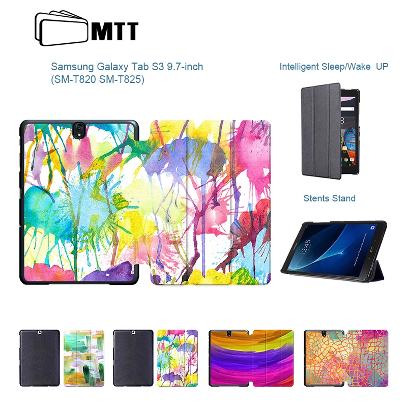 

Aquarelle 3D Printed Tablet case For Samsung Galaxy Tab S3 Case Ultra Slim PU Leather Folding Cover For Samsung Tab S3 9.7" T820