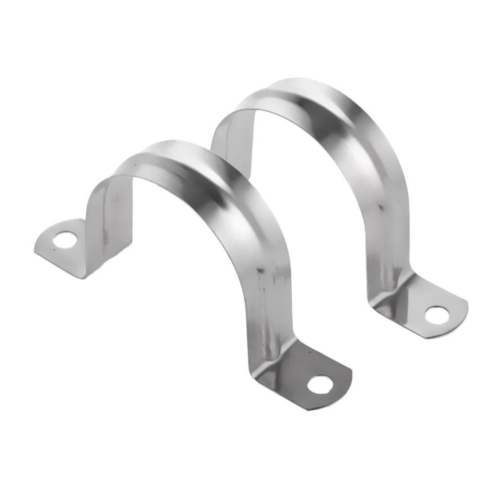 2x 70mm Height Stainless Steel U Shaped Pipe Tube Wire Cable Clamps Clips