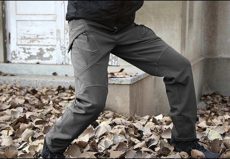 S. ARCHON Акула кожа мягкая оболочка водонепроницаемые военные брюки мужские зимние теплые Тактические Брюки Карго повседневные мульти карманные армейские брюки