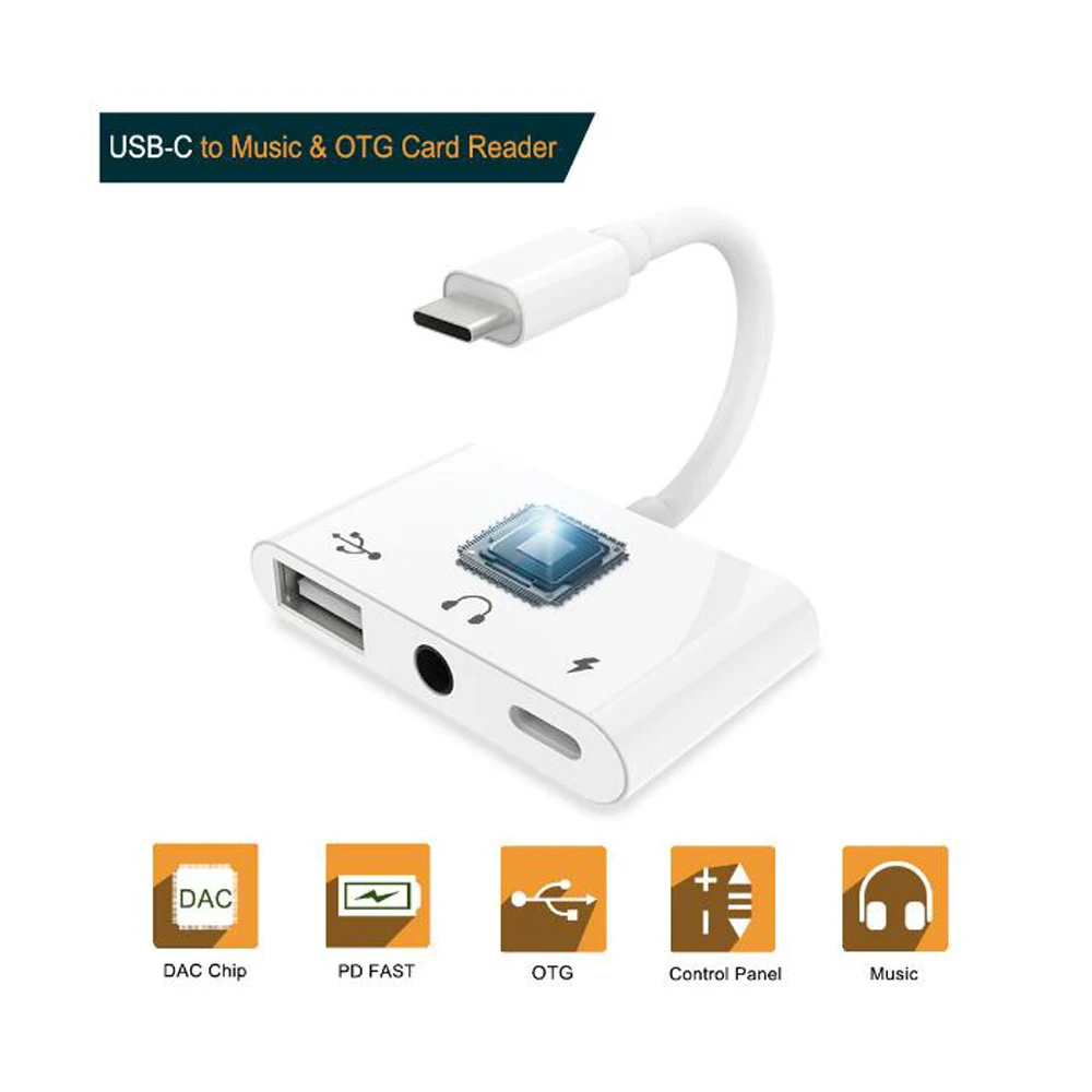 

Type-C to Type C USB OTG 3.5mm Aux Adapter for iPad Pro Huawei P20 P30 Pro LG USB C OTG Charge Audio Adapter