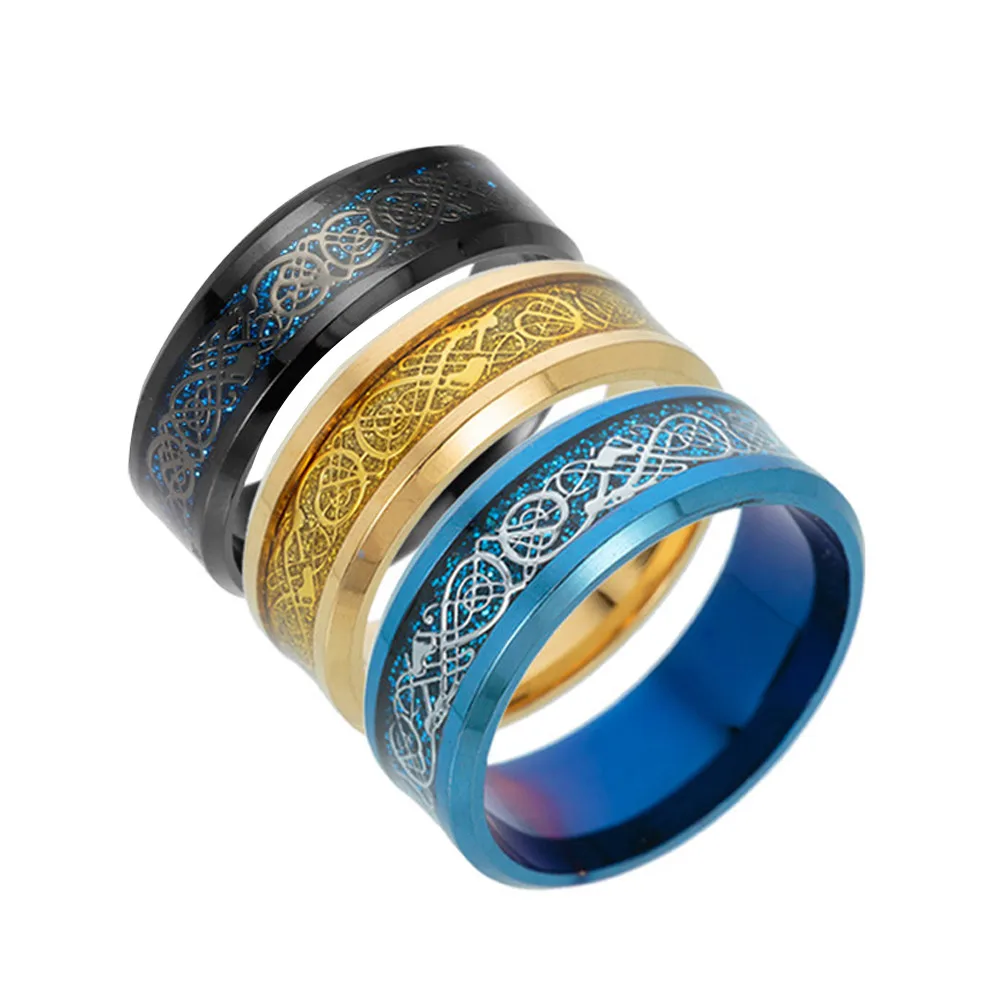 

Sell Dragon Ring Titanium Steel Jewelry Hollow Silver Dragon Ring New Fashion Men's Large Size Rings 5 6 7 8 9 10 11 12 13 F718