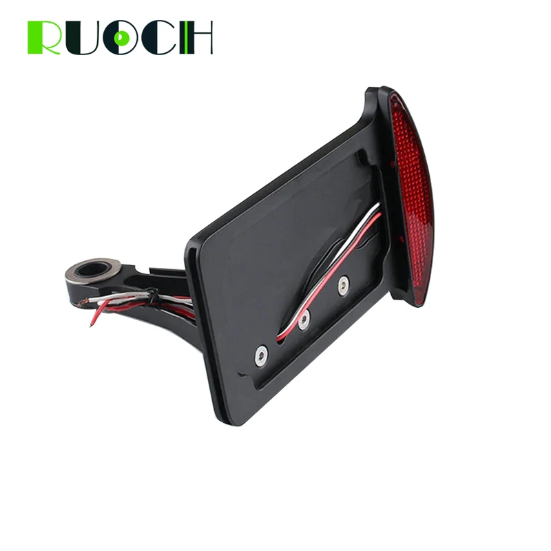 

License Plate Holder Billet Aluminum Frame Motorcycle Side Mount LED Light For Harley Davidson Fat Boy Custom Cruisers Choopers