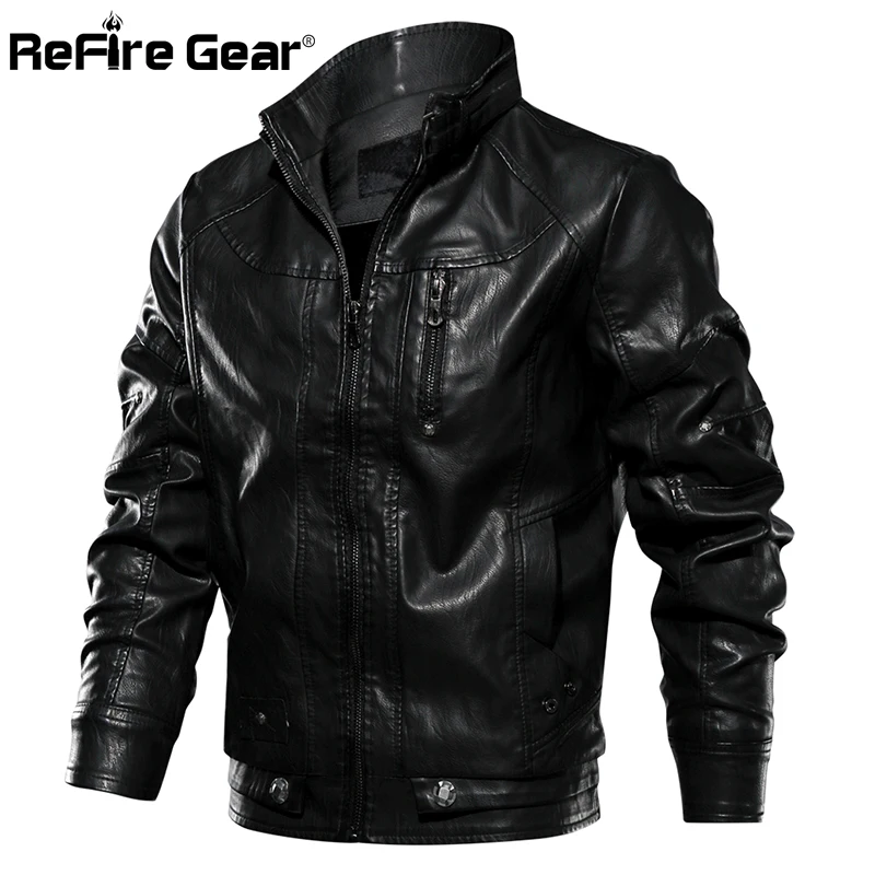 Мужская зимняя куртка из искусственной кожи ReFire Gear мотоциклетная Байкерская