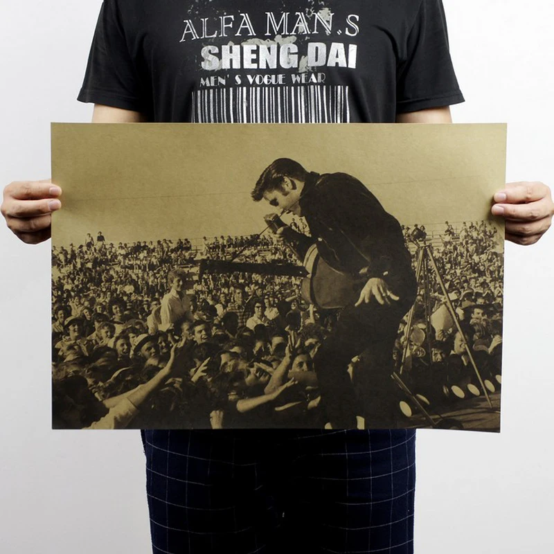 

Free shipping, Rock Star Elvis Presley/kraft paper / Cafe / bar poster/ Retro Poster/decorative painting 51x35.5cm