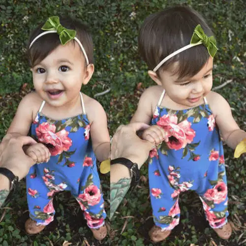 Newborn Baby Kids Girls Flower Romper Jumpsuit Outfits Sunsuit Clothes
