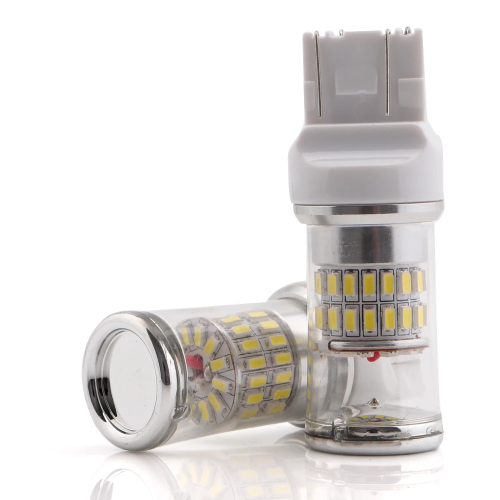 10 шт. 12 В 3014 48 SMD с крышкой Белый Красный Янтарный 7440 7443 T20 Светодиодная лампа с клиновидным цоколем хвост поворот стоп Парковка задний свет автомобиля