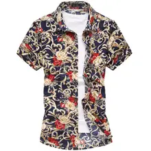 Бренд плюс размер M L XL 2XL 3XL 4XL 5XL 6XL брендовая одежда для мужчин s Мода цветочный принт короткий рукав мужские летние платья рубашки