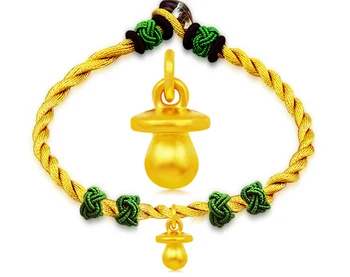 

New Arrival 999 3D 24K Yellow gold Lovely Nipple Knitted Bracelet