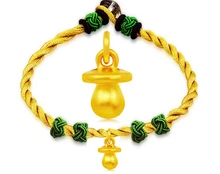New Arrival 999 3D 24K Yellow gold Lovely Nipple Knitted Bracelet