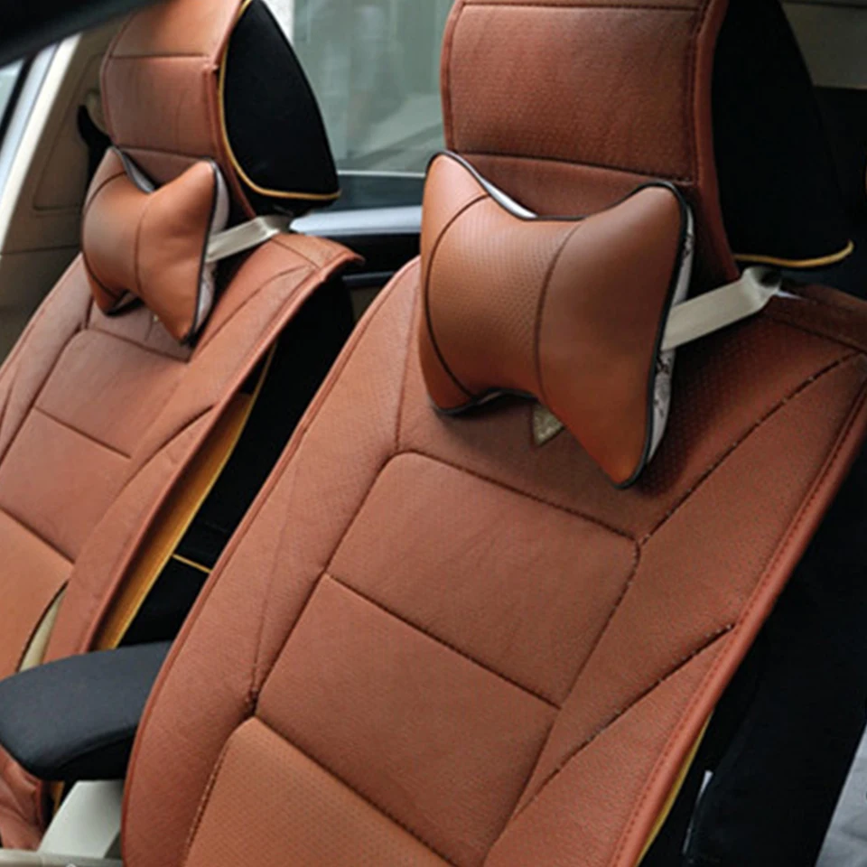 LOEN цельнокроеное платье Автомобиля Шею подушка-подголовник автомобиля подушки перфорации Дизайн из искусственной кожи отверстие копания Авто безопасности аксессуары для BMW все подголовник