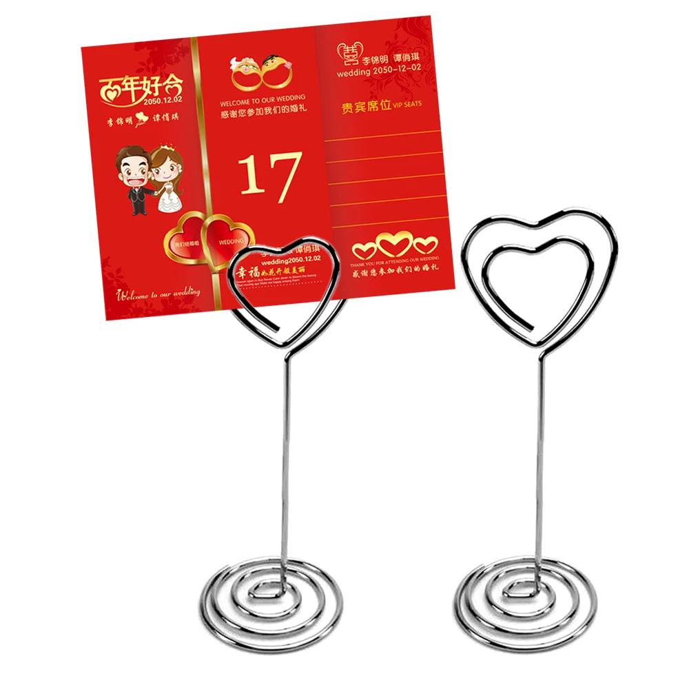 

Behogar 50 Pcs Multi-Functional Metal Lover Heart Shaped Table Stand Menu Card Clip Holder for Wedding Birthday Party Decoration