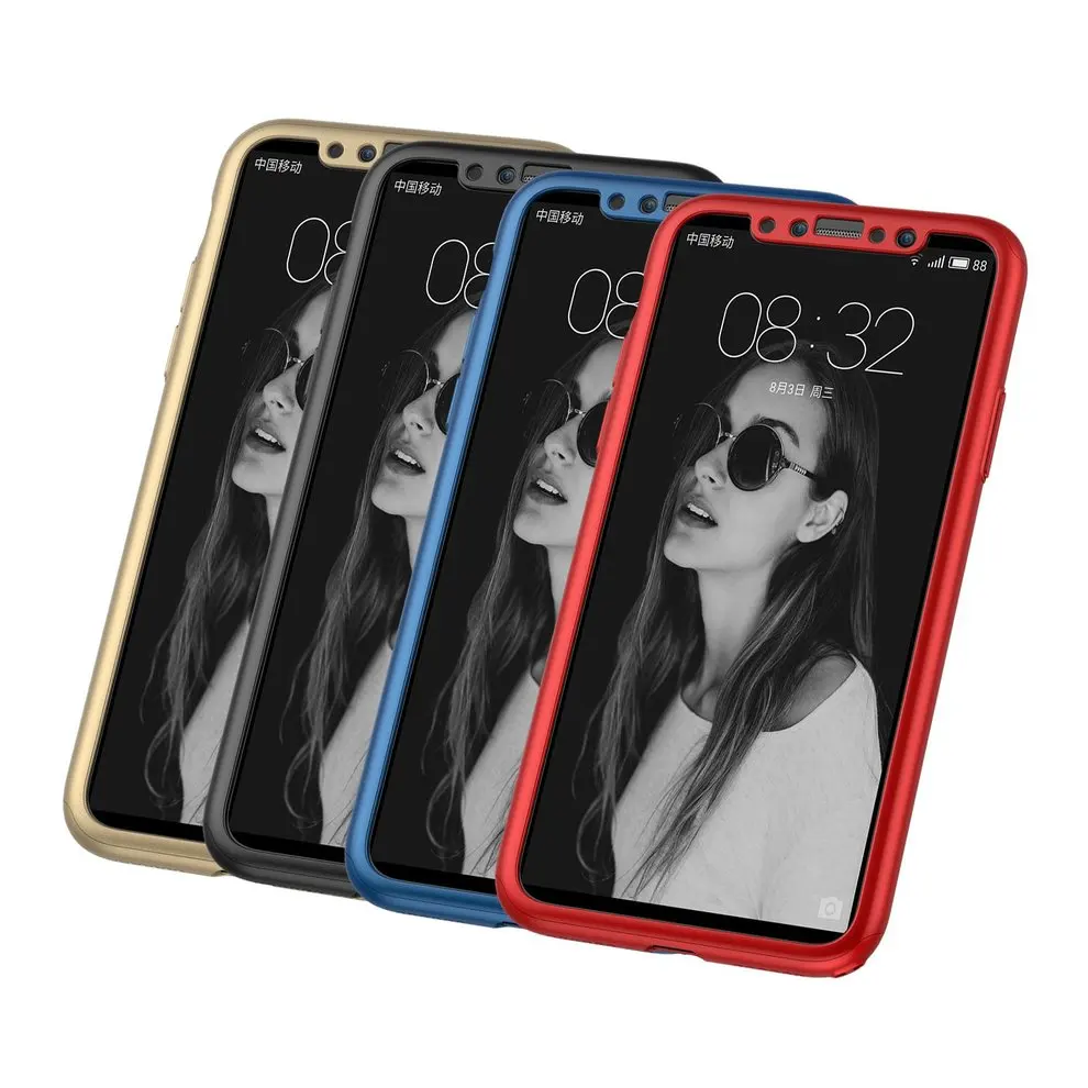 

2pcs All-inclusive Protected Phone Case Solid Polish Cover For iPhone X