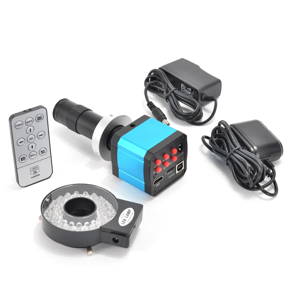 

14MP Industry Microscope Camera HDMI USB Outputs + 120X Zoom C-mount Lens with 40 Led Light for PCB Lab