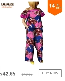 19 AFRIPRIDE осенний Африканский женский костюм из двух частей топ с короткими рукавами+ плиссированная юбка в пол в африканском стиле A722610
