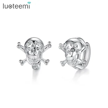 

LUOTEEMI New Delicated Punk Small Skull Stud Earrings for Women Girls Party with Shiny Cubic Zircon Two Colors Fashion Jewelry