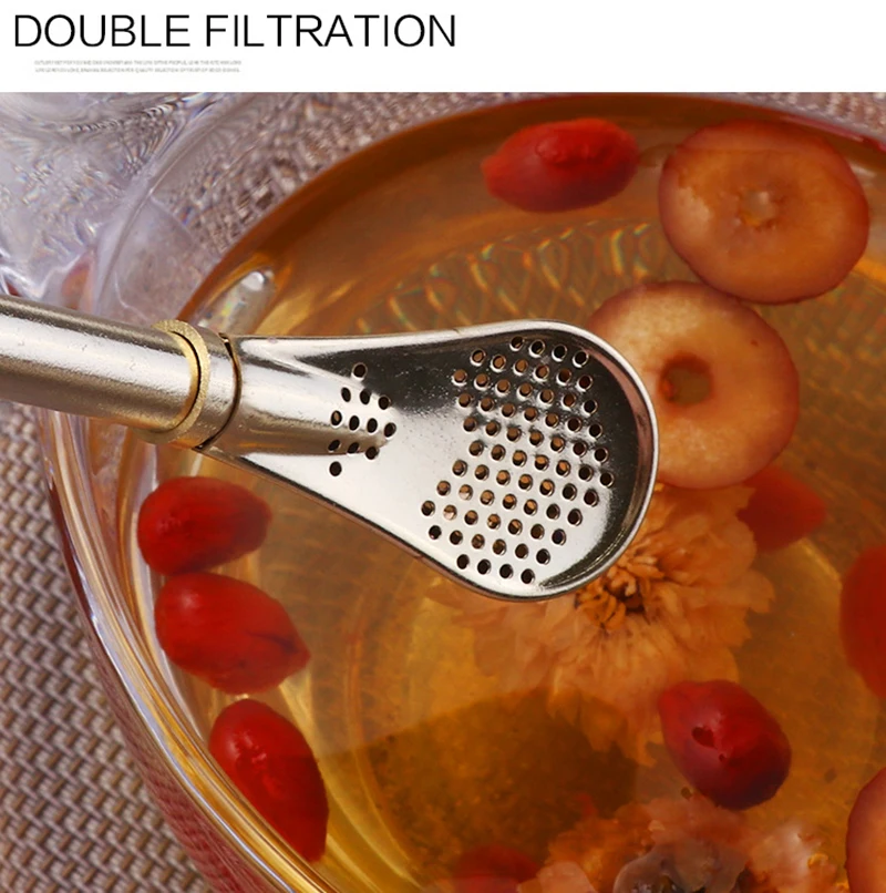 TUUTH Creative Stainless Steel Drinking Straw Filter Spoon Handmade Yerba Mate Tea Bombilla Gourd Washable Tea Tools B6