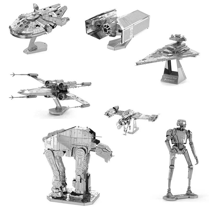 

3D DIY Metal Jigsaw Puzzle Action Toy Figures Stereoscopic Spacecraft Model Assemble Star Wars Battleship Character Kids Toy