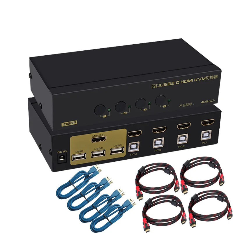 Квм консоль usb hdmi 4 порта USB квм компьютера поделиться набором клавиатуры мыши