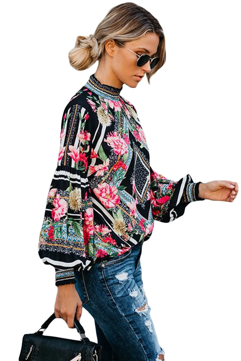 Black-Bohemian-Floral-Print-Smocked-Long-Sleeve-Blouse-LC251632-2-3