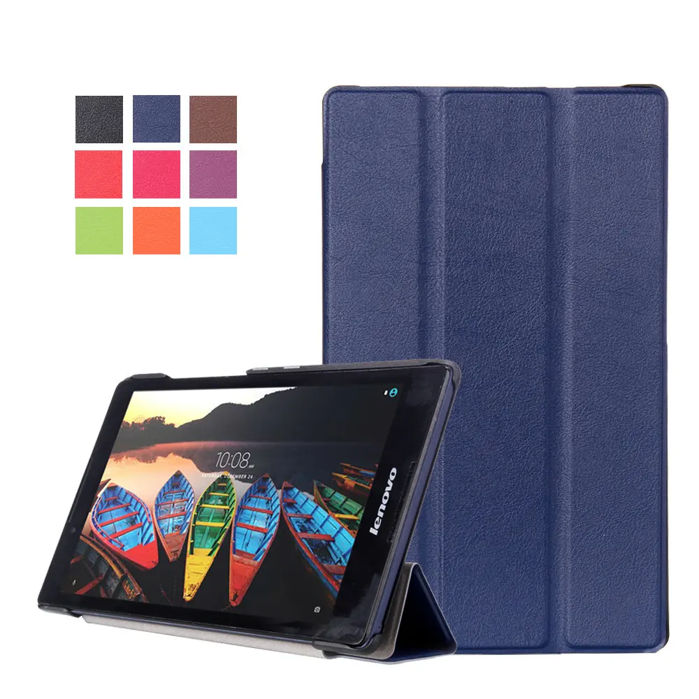 

Fashion Three folded Folio Stand holder Crazy horse pattern PU Leather cover Case For Lenovo TAB 2 A7-10 tab2 with stylus pen