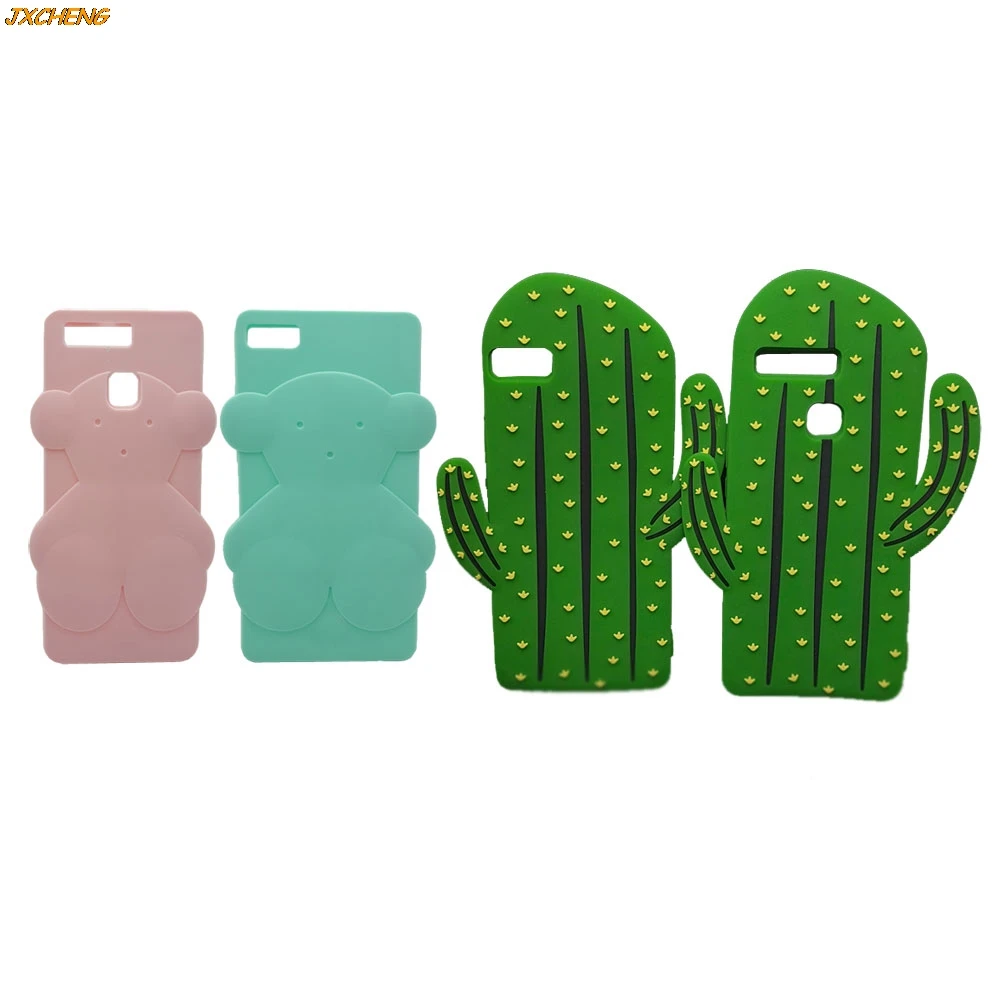 

3D Cartoon Case for Huawei P8/P10/P8 lite/P9/P9 lite Lovely Bear&Cactus Soft Silicone Fundas Rubber Back Cover Phone cases