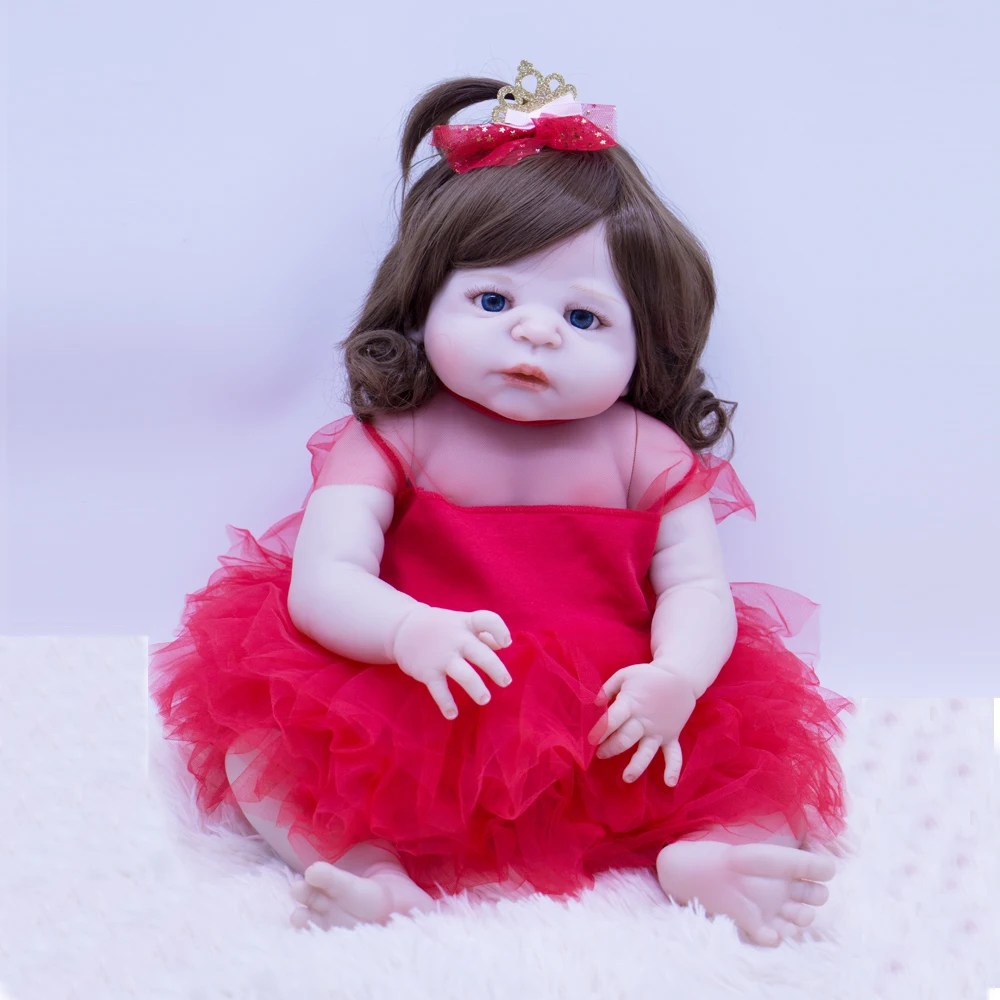 

new Real Silicone Baby Dolls 22inch big eyes girl Doll reborn For Baby Gift Bonecal Bebe Reborn Brinquedos good quality diy toy