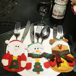 3 шт. Рождественские серии прекрасный Кухня набор столовых приборов Санта Клаус олень Снеговик ножи вилка карманов Рождественский стол