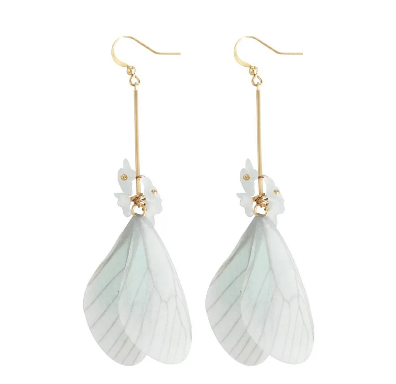 Korean Romantic Butterfly Wings Earrings for Women Fashion Flower Drop