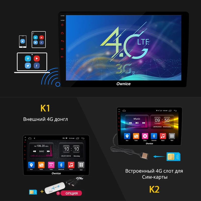 Ownice K1 K2 10 1 ''android 8 Octa Core 32G Встроенная память автомобиль радио gps для Toyota 2014 2015 2016