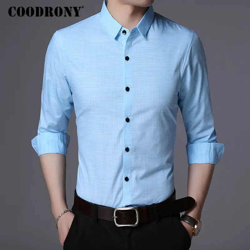 COODRONY, хлопковая рубашка, Мужская одежда, осень, длинный рукав, Camisa Social Masculina, мужские рубашки, повседневная, приталенная, Chemise Homme 8719