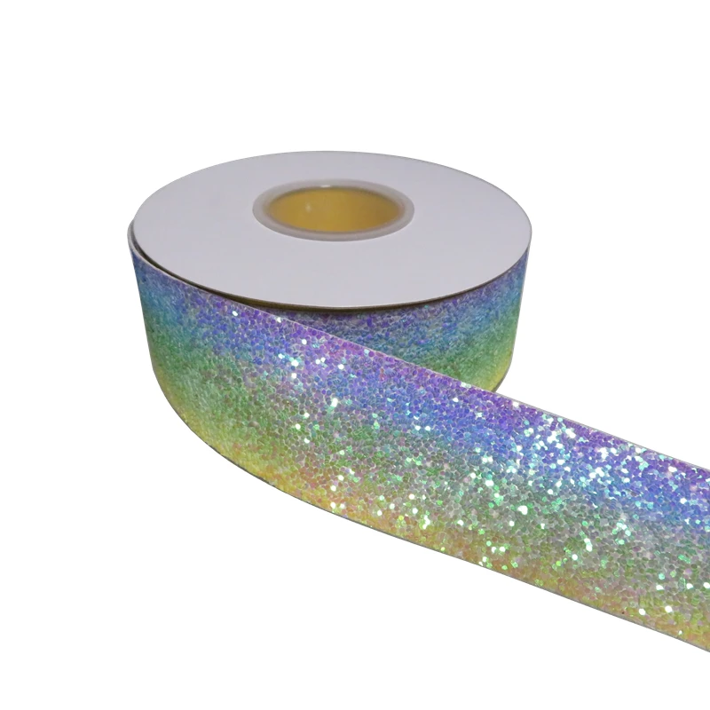 BOCA 38 мм тканевая лента с рисунком одного лица блестящая однотонная Блестящая лента банты Decoratio 50 ярдов в рулоне, принимаем Индивидуальные Ленты - Цвет: 02 rainbow