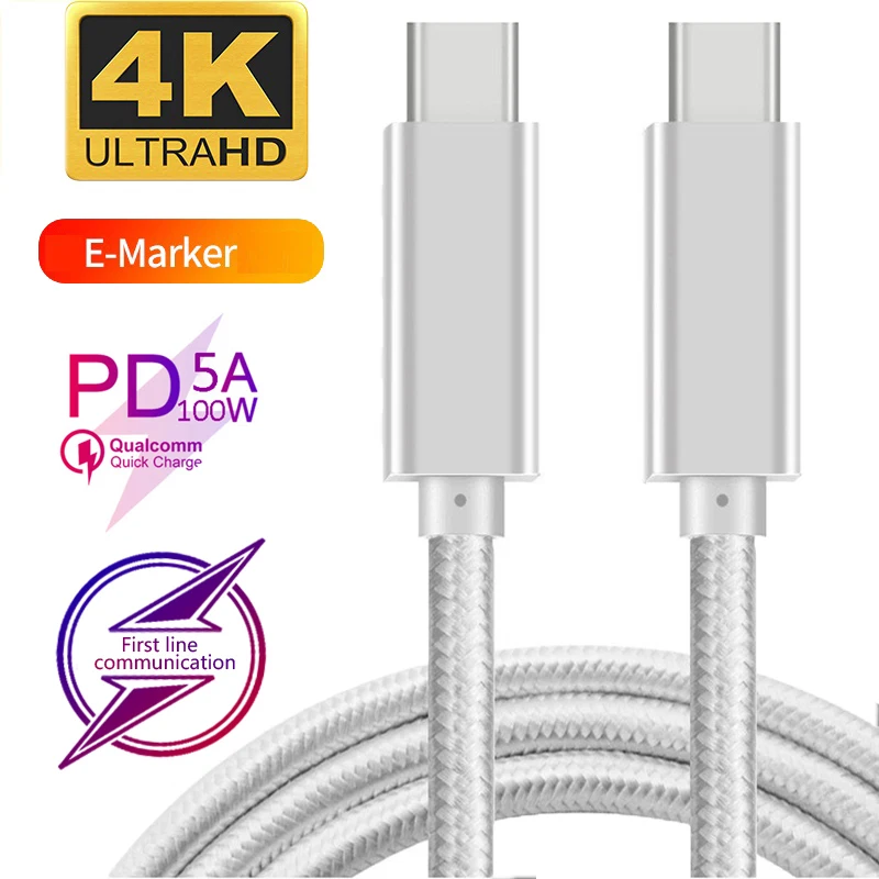 PD 100 Вт Кабель для быстрой зарядки 5А USB C type C к USB C 100 Вт кабель дата для Macbook Pro samsung S9 S10 huawei MateBook P30 P20 Pro