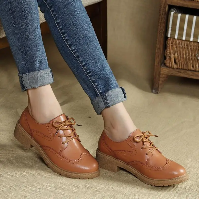 womens flat lace up brogue shoes