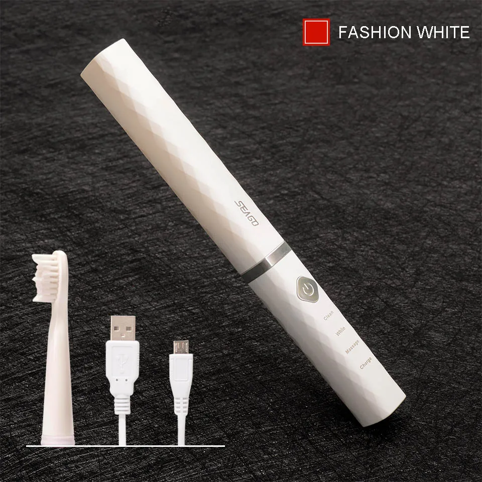 Одежда высшего качества электрические зубные щётки чистый отбелить зубы переносная электрическая зубная щетка модные дизайн Smart Chip перезаряжаемые - Цвет: Fashion White