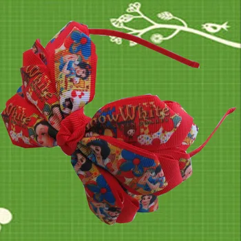 

Hand Customize Free Shipping 14pcs New Arrival Three layers characters princess print ribbons madeHeadband 4.5-5" Angel Wing Bow