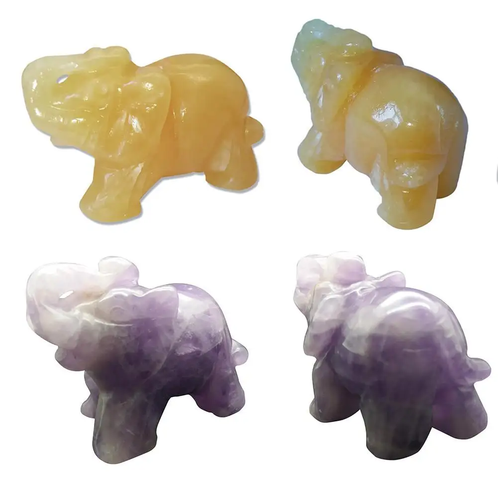 

1.5-Inch Elephant Animal Pocket Stone Carved Elephant Elephant Statue Figurine Jade Stone Elephant Home Decoration Ornament