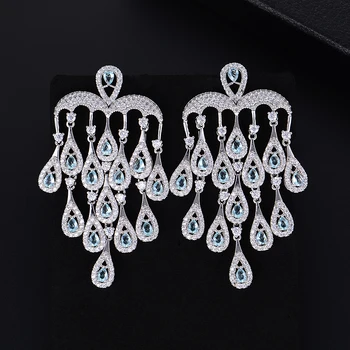

missvikki Bridal Noble Wedding Fashion Jewelry Trendy Accessories Trendy Waterdrops Pendant Earrings Top Quality Jewelry