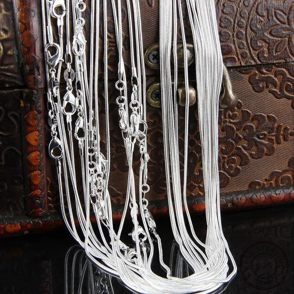 

wholesale 925 sterling silver Snake Chain Necklace Jewelry Women silver jewelry chokers fashion accessories 16 18 20 22 24